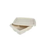 ShyamEco 650ml Rectangular Biodegradable Bagasse Container with Lid