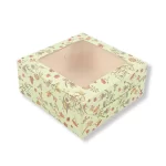 ShyamEco green floral dry cake box with top window, 7x7x3 inches – ideal for dry cakes, muffins, cookies, and pastries.